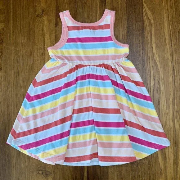PEEK Rainbow Striped Dress Girls 12-18 Mos L Toddler Girl Sun Dress Stripes EUC - Picture 2 of 5